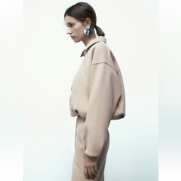 Zara NWT pleated zip bomber and straight leg pants with pockets. SOLD AS A SET - Picture 5 of 9